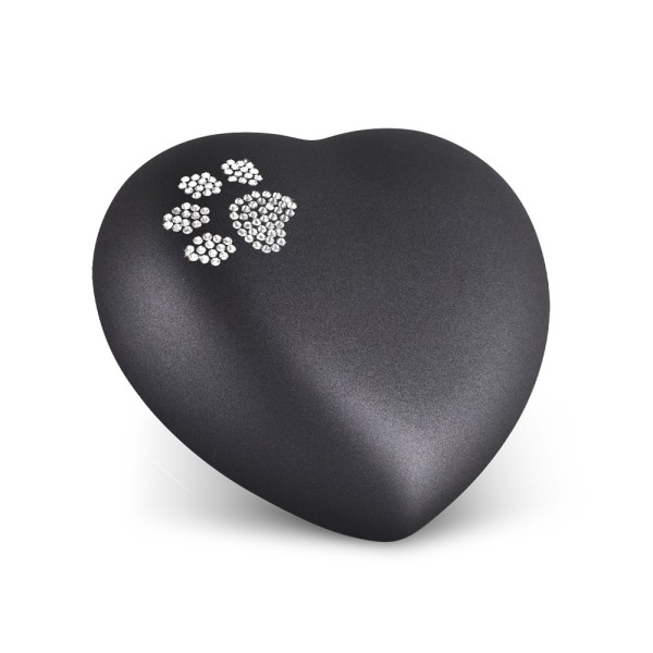 Herz Pärlamor | schwarz mit Kristallpfote